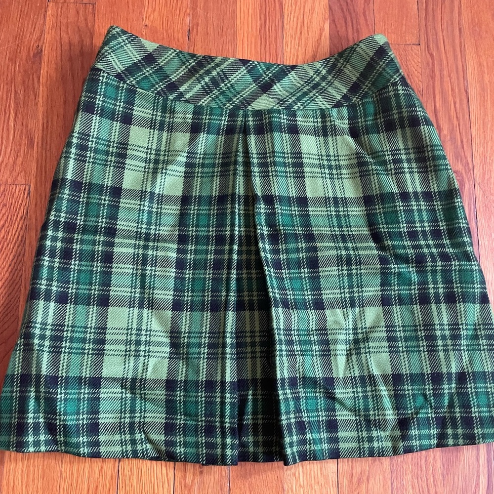 Anna Sui Vintage Green Plaid A-Line Skirt